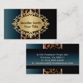 エレガントなデニムの青および黒いヒョウのプリント 名刺 (正面/裏面)