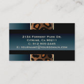 エレガントなデニムの青および黒いヒョウのプリント 名刺 (裏面)