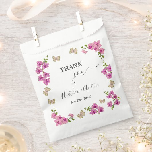 エレガントなデリケートパープルオーキッド ボヘミアングッズ フェイバーバッグ (クリップ留めされた状態)