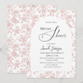 エレガントなトイレのピンクの花のブライダルシャワー 招待状 (正面/裏面)