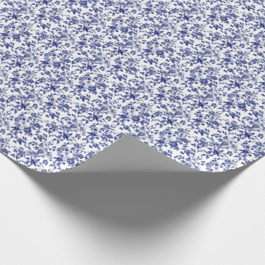 エレガントなトイレブルーの花柄 ブライダルシャワー ラッピングペーパー (角)