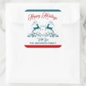 エレガントなトナカイとホリーデーのラベル スクエアシール (バッグ)