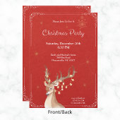 エレガントなトナカイのクリスマスホリデーレッド 招待状