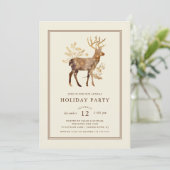 エレガントなトナカイのホリデーパーティー招待状 招待状 (スタンド正面)
