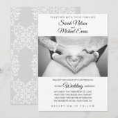 エレガントなトラディショナル　ブラック＆ホワイト　フォトウェディング 招待状 (正面/裏面)