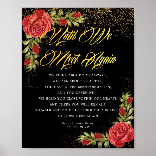 エレガントなトルコの赤いバラの葬儀詩の看板 ポスター (正面)