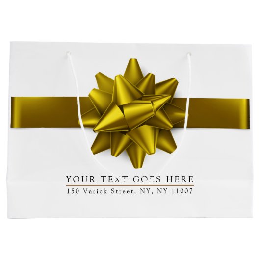 エレガントなトレンディなゴールドリボンのギフトバッグ ラージペーパーバッグ (裏面)