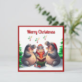 エレガントなトレンディな水彩画の松の木の合唱 シーズンカード (スタンド正面)