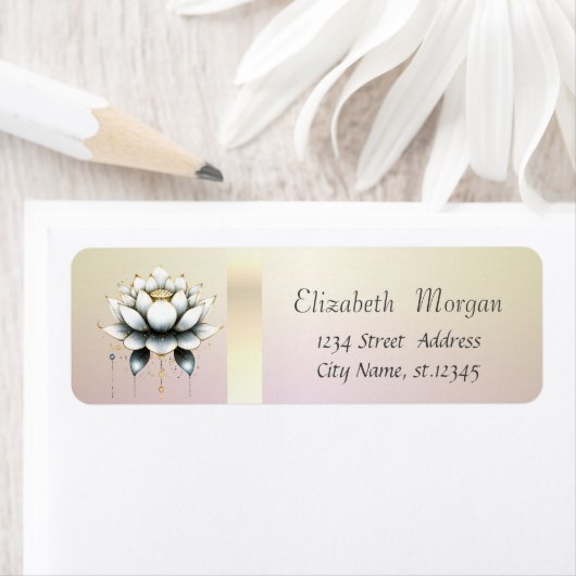 エレガントなトレンディな白い蓮の花 ラベル (インサイチュ)