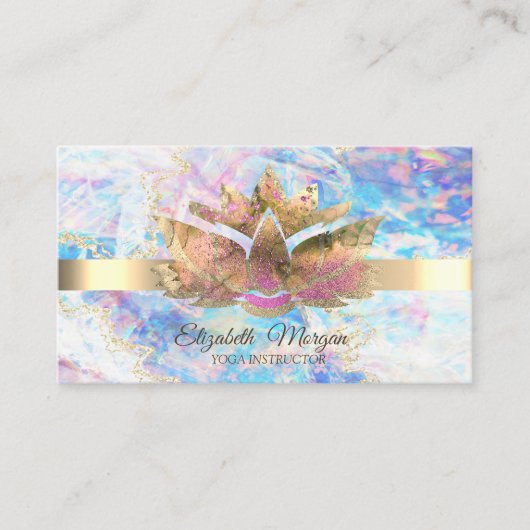 エレガントなトレンディゴールド、オパールロータス 名刺 (正面)