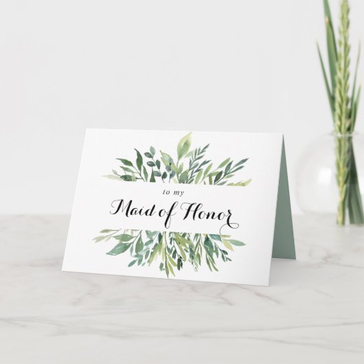 エレガントなトロピカルグリーンのウェディングパーティーへの感謝 サンキューカード (正面)