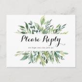エレガントなトロピカルグリーンのメニュー選択 RSVP ポストカード (正面)