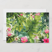 エレガントなトロピカルグリーンの葉の花の水彩 招待状 (裏面)