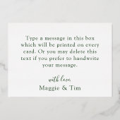 エレガントなトロピカルゴールド箔の結婚式お礼カード 箔招待状 (裏面)