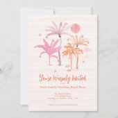 エレガントなトロピカルパームツリーのクリスマス 招待状 (正面)