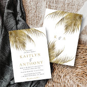 エレガントなトロピカルパームツリービーチウェディング 招待状