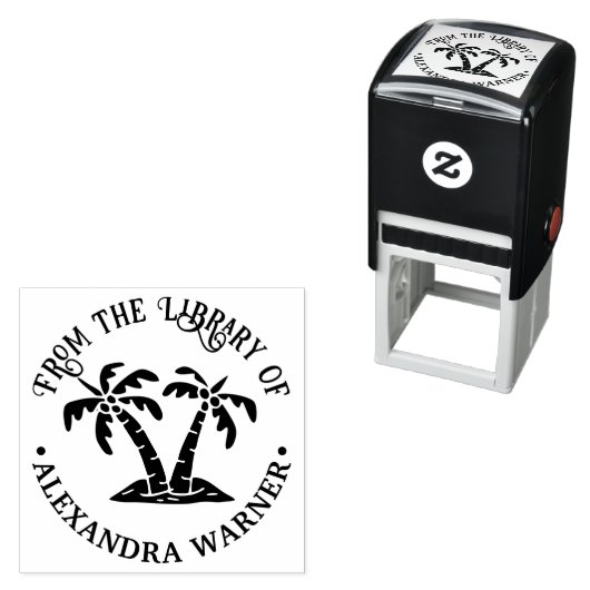 エレガントなトロピカルパームツリー 「図書館から」 セルフインキングスタンプ (インサイチュ)
