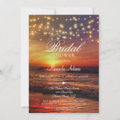 エレガントなトロピカルビーチストリングライト ブライダルシャワー 招待状 (正面)