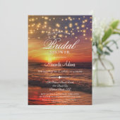 エレガントなトロピカルビーチストリングライト ブライダルシャワー 招待状 (スタンド正面)