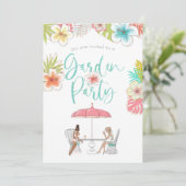 エレガントなトロピカルフラワーのガーデンパーティー 招待状 (スタンド正面)