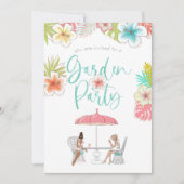 エレガントなトロピカルフラワーのガ園パーティー 招待状 (正面)