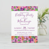 エレガントなトロピカルフラワー 誕生日 招待状 (スタンド正面)