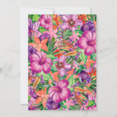 エレガントなトロピカルフラワー 誕生日 招待状 (裏面)