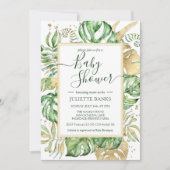 エレガントなトロピカルベビーシャワーのおしゃれな招待状 招待状 (正面)