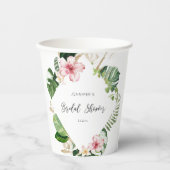 エレガントなトロピカルモンステラのウェディングシャワー 紙コップ (正面)
