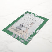 エレガントなトロピカルリーフの写真でSave The Dateを保存しよう 本物 箔招待状 (回転した状態)