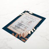 エレガントなトロピカルリーフの写真でSave The Dateを実現 箔招待状 (回転した状態)