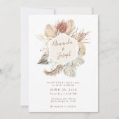 エレガントなトロピカル ウォーターカラー スプリング フローラル ウェディング 招待状 (正面)