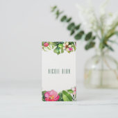 エレガントなトロピカル グリーンの葉の花の水彩 名刺 (スタンド正面)