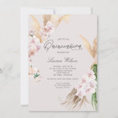 エレガントなトロピカル フラワーのキンチャネラ 招待状 (正面)