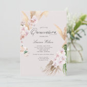 エレガントなトロピカル フラワーのキンチャネラ 招待状 (スタンド正面)