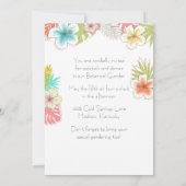 エレガントなトロピカル フローラル ガーデン パーティー 招待状 (裏面)