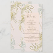 エレガントなトロピカル ボタニカル フローラル ウェディング メニュー (正面/裏面)