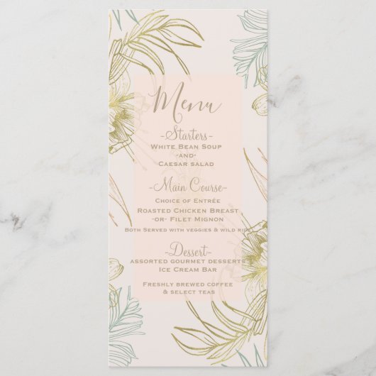 エレガントなトロピカル ボタニカル フローラル ウェディング メニュー (正面)