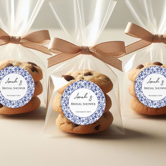 エレガントなトワルブルーの花嫁シャワー ラウンドシール