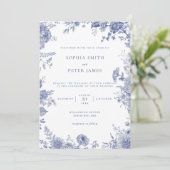 エレガントなトワル フレンチブルー ガーデン フローラル 招待状 (スタンド正面)
