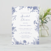 エレガントなトワル フレンチブルー ブライダルシャワー 招待状 (スタンド正面)