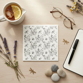 エレガントなトンボとワイルドフラワー スタンダードカクテルナプキン