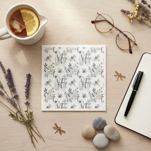 エレガントなトンボと野の花 スタンダードカクテルナプキン