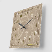 エレガントなトープ ブラウン ボタニカル ウォール クロック (傾斜)