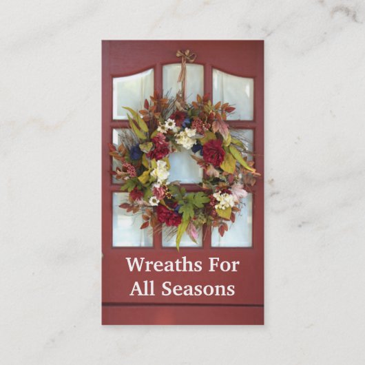 エレガントなドアのリースのカスタムな花屋の名刺 名刺 (正面)