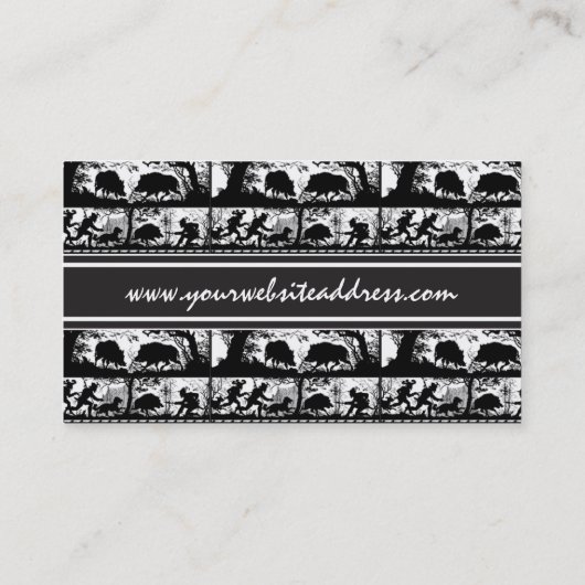 エレガントなドイツの狩り場面連続したシカおよび雄豚 名刺 (裏面)