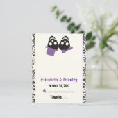 エレガントなドクロ ハロウィン パープル ウェディング プレイスクカード 招待状 (スタンド正面)