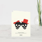 エレガントなドクロ ハロウィン 赤い結婚式 ありがとう サンキューカード (裏面)