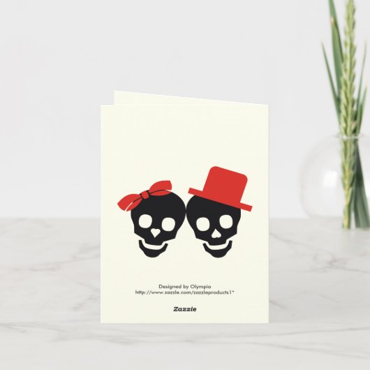 エレガントなドクロ ハロウィン 赤い結婚式 ありがとう サンキューカード (裏面)