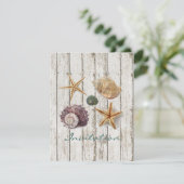 エレガントなドックの木の貝殻ビーチウェディング 招待状 (スタンド正面)